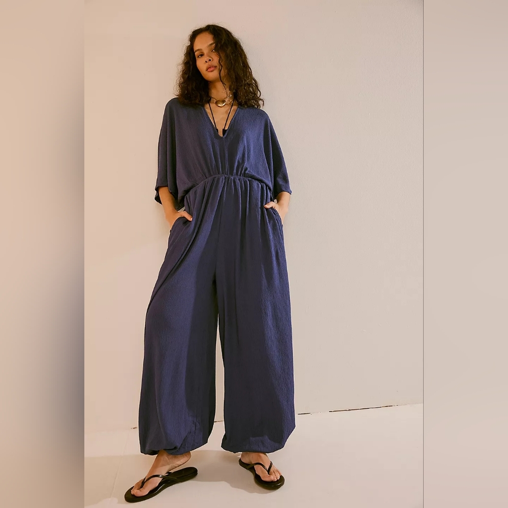 Free People Navy Jumpsuit